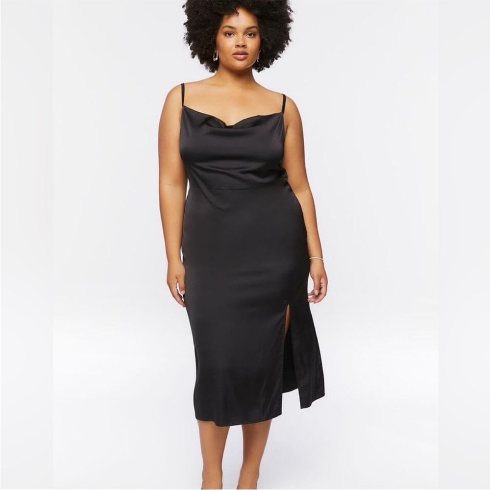 NWT FOREVER 21 Black Satin Slip Dress Size 0X